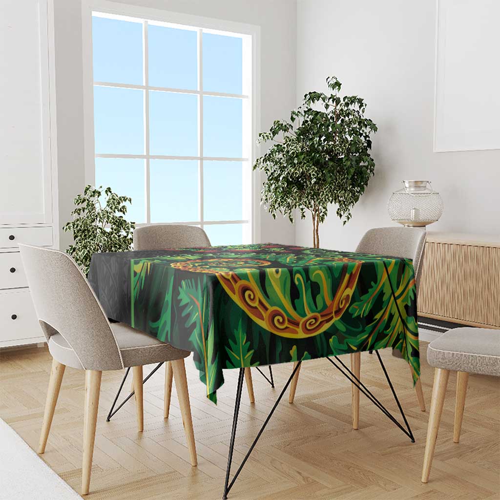 New Zealand Koru Plants and Pohutukawa Tablecloth Maori Tattoo Pattern