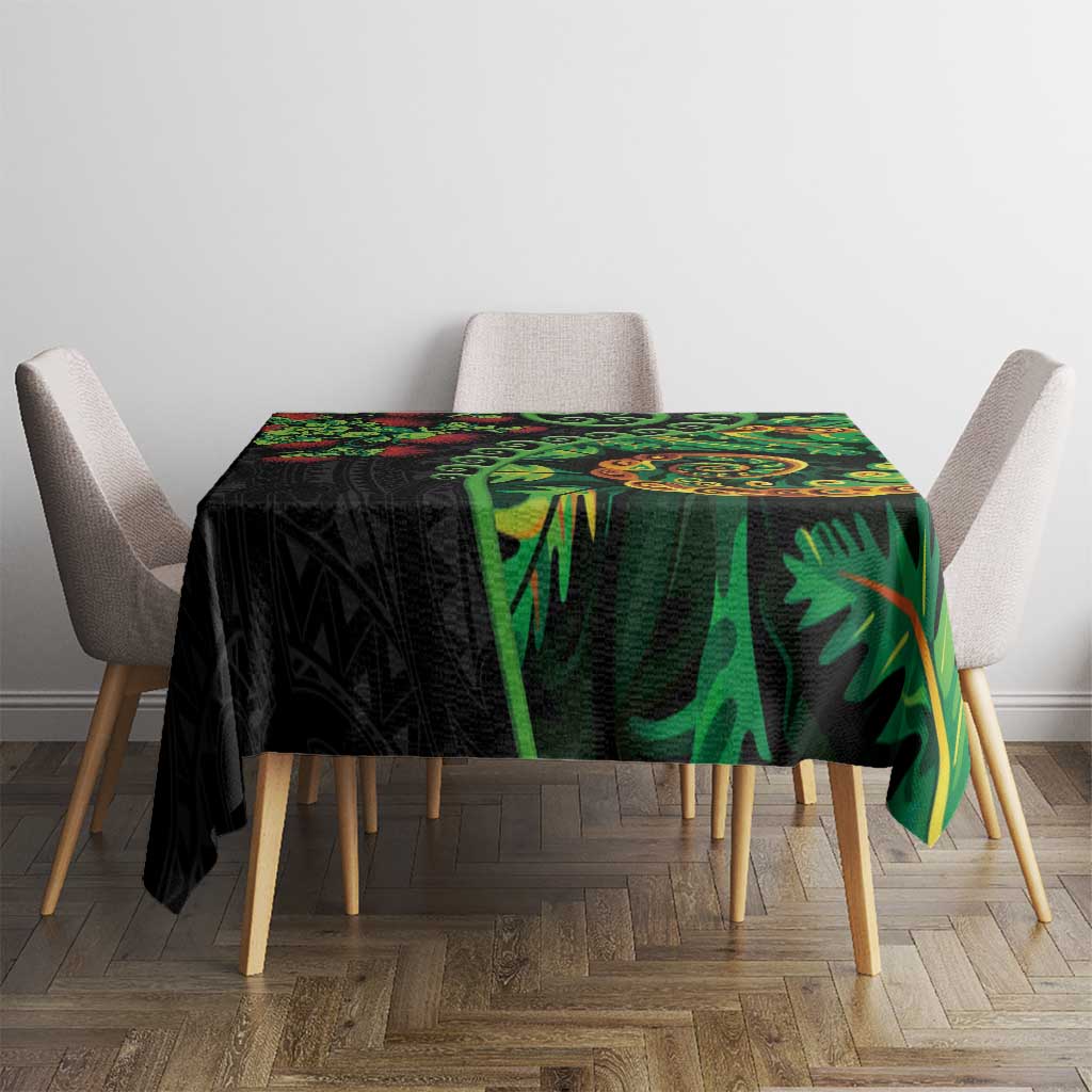 New Zealand Koru Plants and Pohutukawa Tablecloth Maori Tattoo Pattern