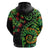 New Zealand Koru Plants and Pohutukawa Zip Hoodie Maori Tattoo Pattern