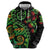 New Zealand Koru Plants and Pohutukawa Zip Hoodie Maori Tattoo Pattern