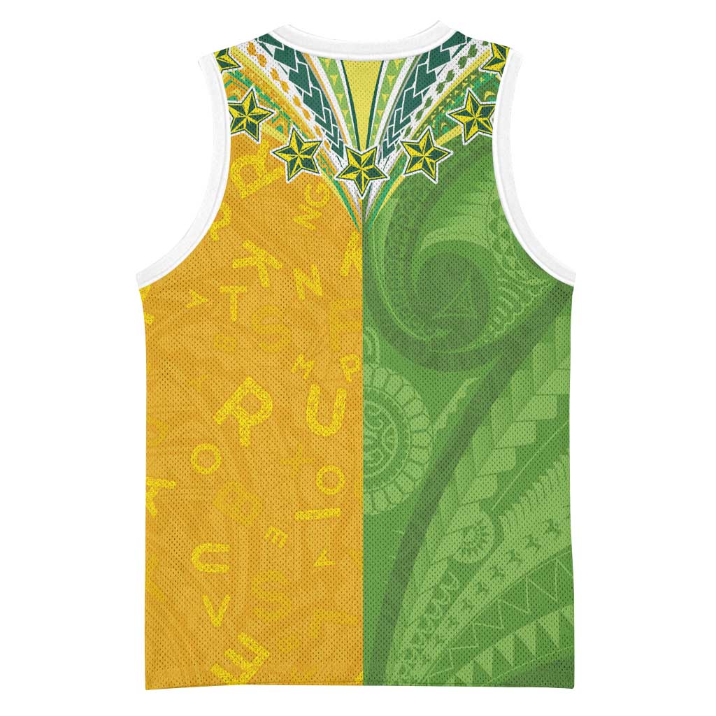 Cook Islands Language Week Basketball Jersey Tatau Pattern and Rarotongan Alphabet - Polynesian Pride