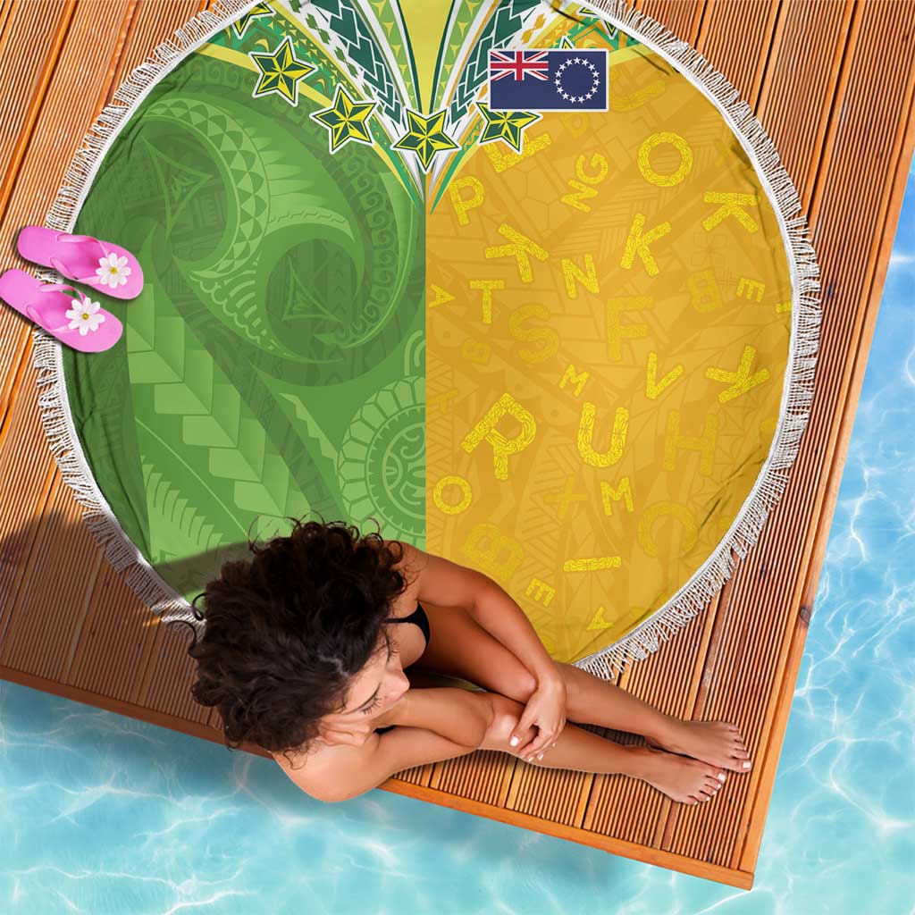 Cook Islands Language Week Beach Blanket Tatau Pattern and Rarotongan Alphabet - Polynesian Pride