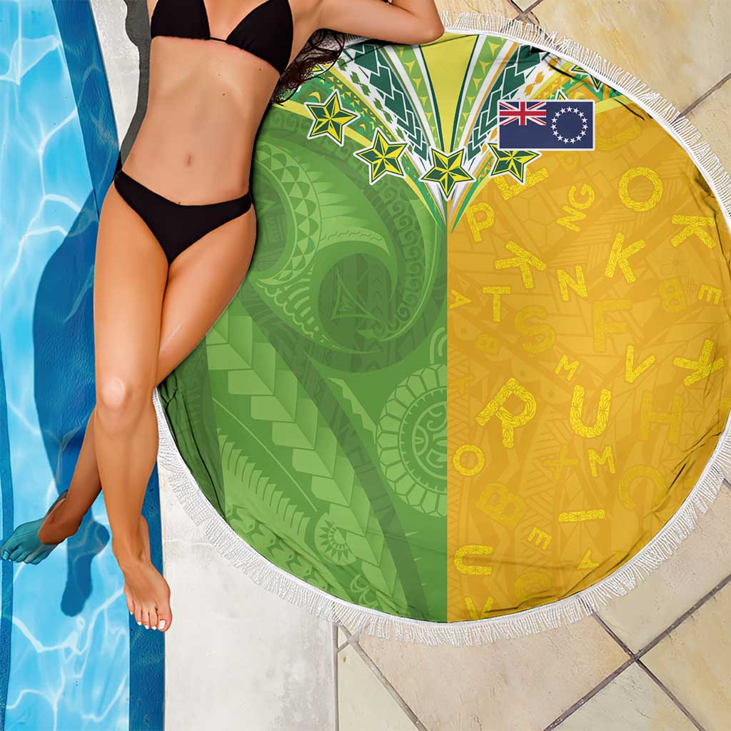 Cook Islands Language Week Beach Blanket Tatau Pattern and Rarotongan Alphabet - Polynesian Pride