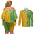 Cook Islands Language Week Couples Matching Off Shoulder Short Dress and Long Sleeve Button Shirt Tatau Pattern and Rarotongan Alphabet - Polynesian Pride