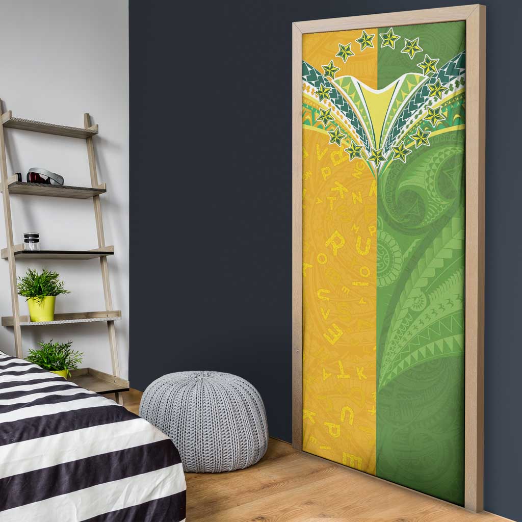 Cook Islands Language Week Door Cover Tatau Pattern and Rarotongan Alphabet - Polynesian Pride