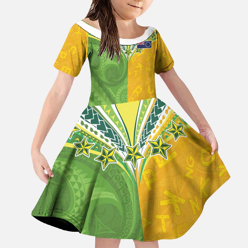 Cook Islands Language Week Family Matching Off Shoulder Maxi Dress and Hawaiian Shirt Tatau Pattern and Rarotongan Alphabet - Polynesian Pride