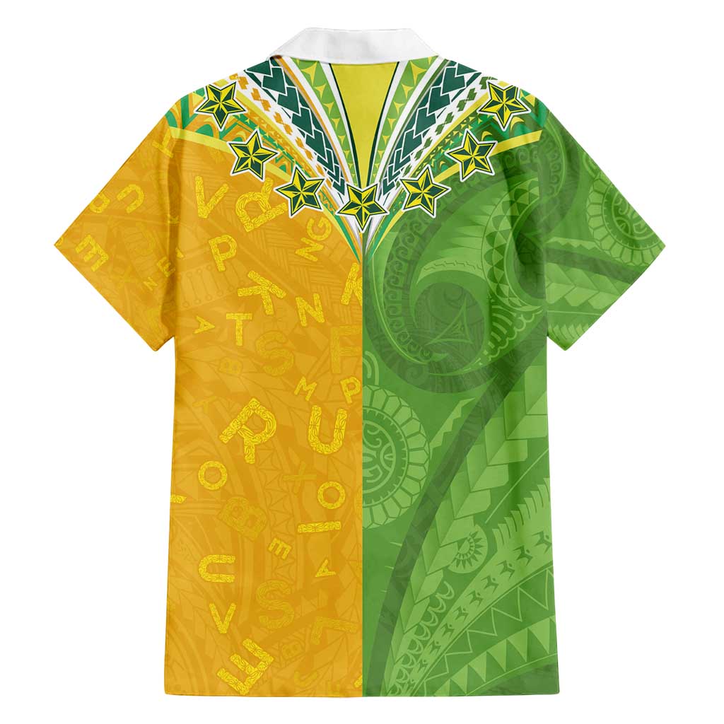 Cook Islands Language Week Family Matching Off Shoulder Maxi Dress and Hawaiian Shirt Tatau Pattern and Rarotongan Alphabet - Polynesian Pride