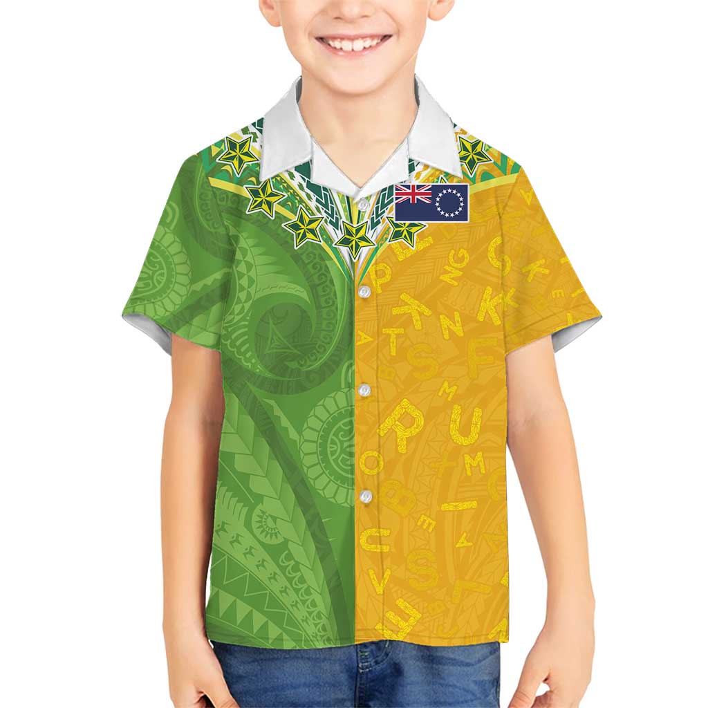 Cook Islands Language Week Family Matching Tank Maxi Dress and Hawaiian Shirt Tatau Pattern and Rarotongan Alphabet - Polynesian Pride