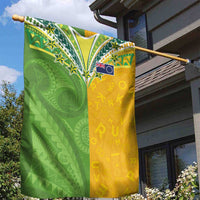 Cook Islands Language Week Garden Flag Tatau Pattern and Rarotongan Alphabet - Polynesian Pride