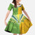 Cook Islands Language Week Kid Short Sleeve Dress Tatau Pattern and Rarotongan Alphabet - Polynesian Pride
