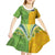 Cook Islands Language Week Kid Short Sleeve Dress Tatau Pattern and Rarotongan Alphabet - Polynesian Pride