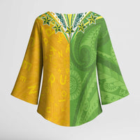 Cook Islands Language Week Kimono Sleeve Blouse Tatau Pattern and Rarotongan Alphabet - Polynesian Pride