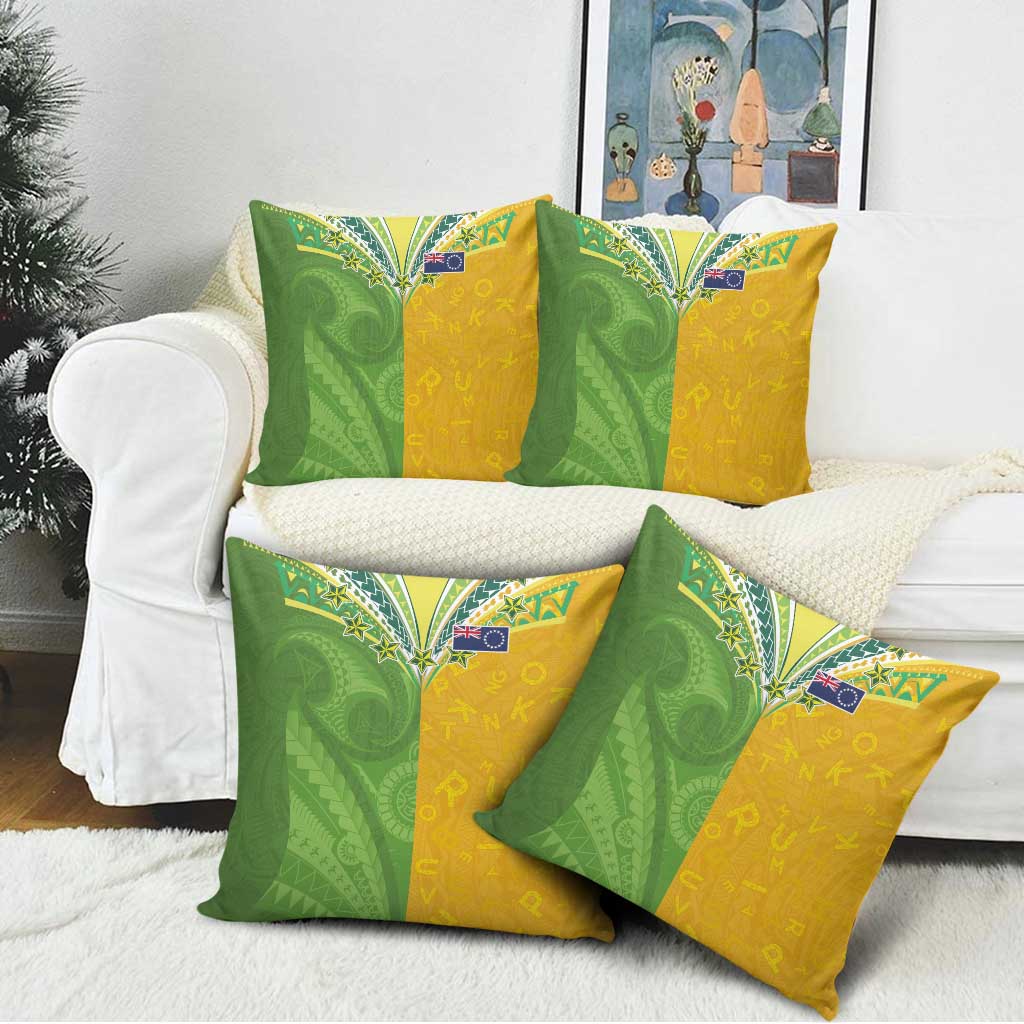 Cook Islands Language Week Pillow Cover Tatau Pattern and Rarotongan Alphabet - Polynesian Pride