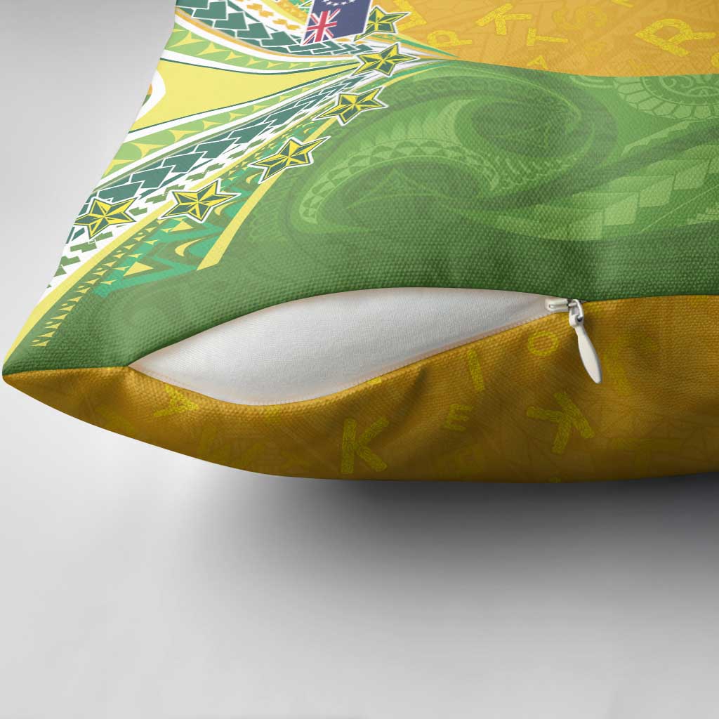 Cook Islands Language Week Pillow Cover Tatau Pattern and Rarotongan Alphabet - Polynesian Pride