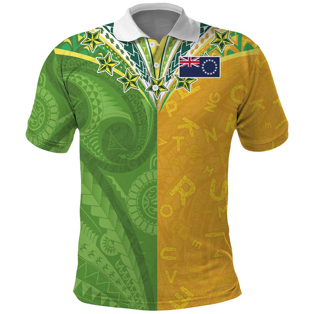 Cook Islands Language Week Polo Shirt Tatau Pattern and Rarotongan Alphabet - Polynesian Pride