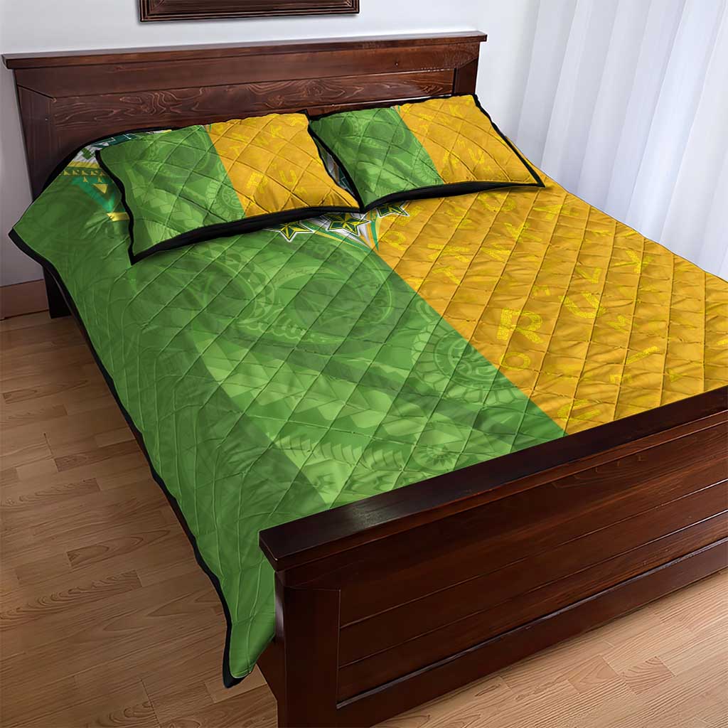 Cook Islands Language Week Quilt Bed Set Tatau Pattern and Rarotongan Alphabet - Polynesian Pride