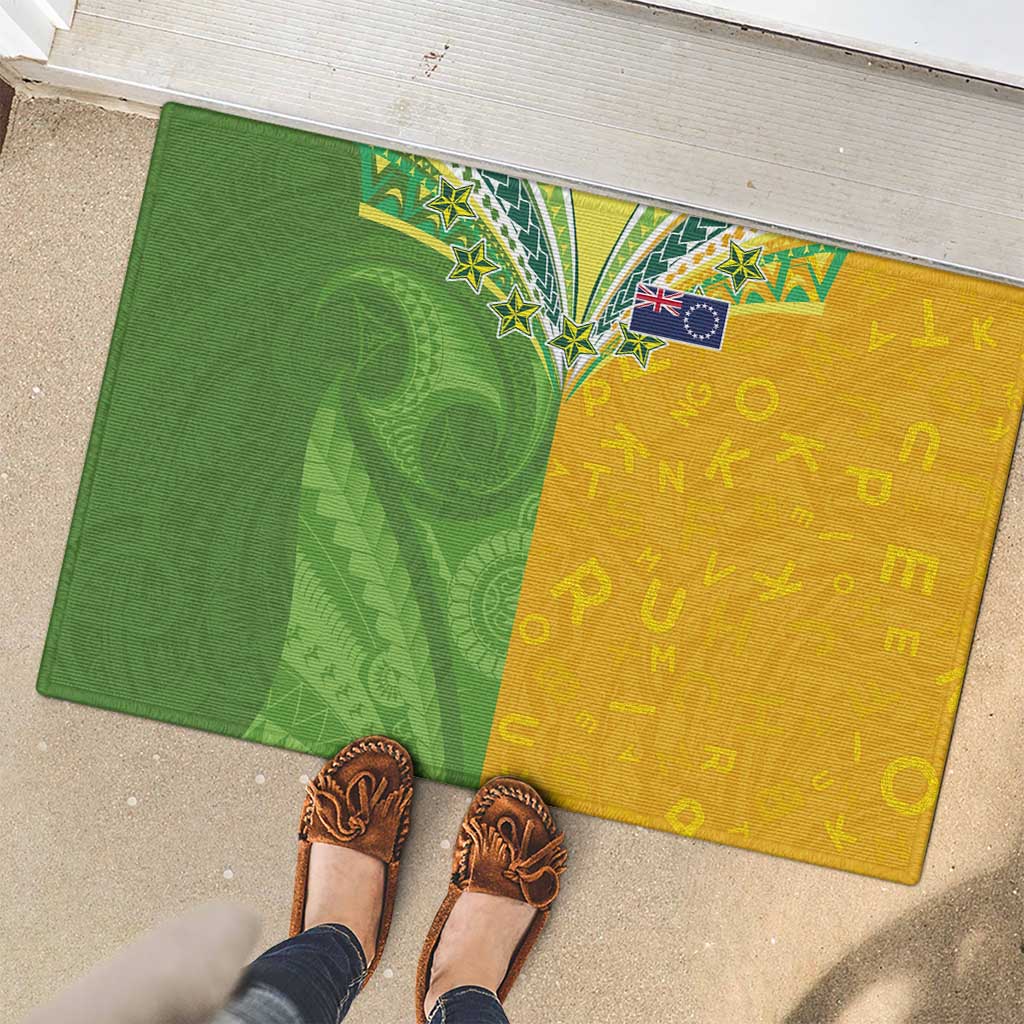 Cook Islands Language Week Rubber Doormat Tatau Pattern and Rarotongan Alphabet - Polynesian Pride