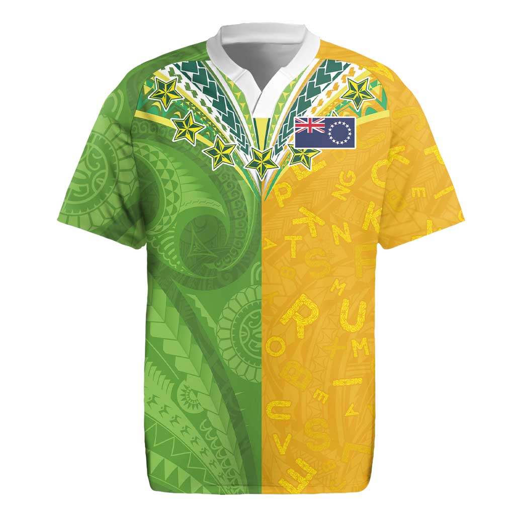 Cook Islands Language Week Rugby Jersey Tatau Pattern and Rarotongan Alphabet - Polynesian Pride