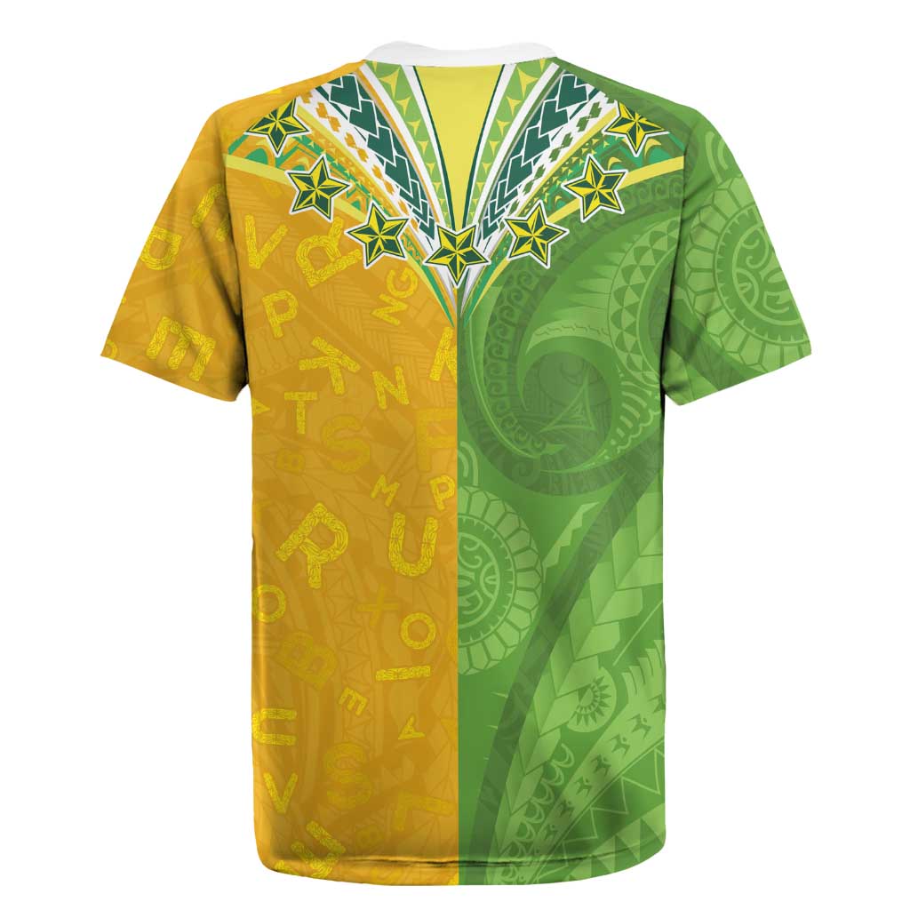 Cook Islands Language Week Rugby Jersey Tatau Pattern and Rarotongan Alphabet - Polynesian Pride