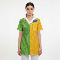 Cook Islands Language Week Scrub Top Tatau Pattern and Rarotongan Alphabet - Polynesian Pride