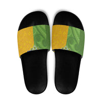 Cook Islands Language Week Slide Sandals Tatau Pattern and Rarotongan Alphabet - Polynesian Pride