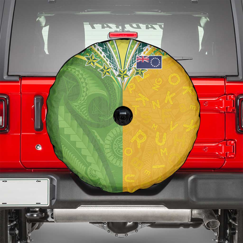Cook Islands Language Week Spare Tire Cover Tatau Pattern and Rarotongan Alphabet - Polynesian Pride