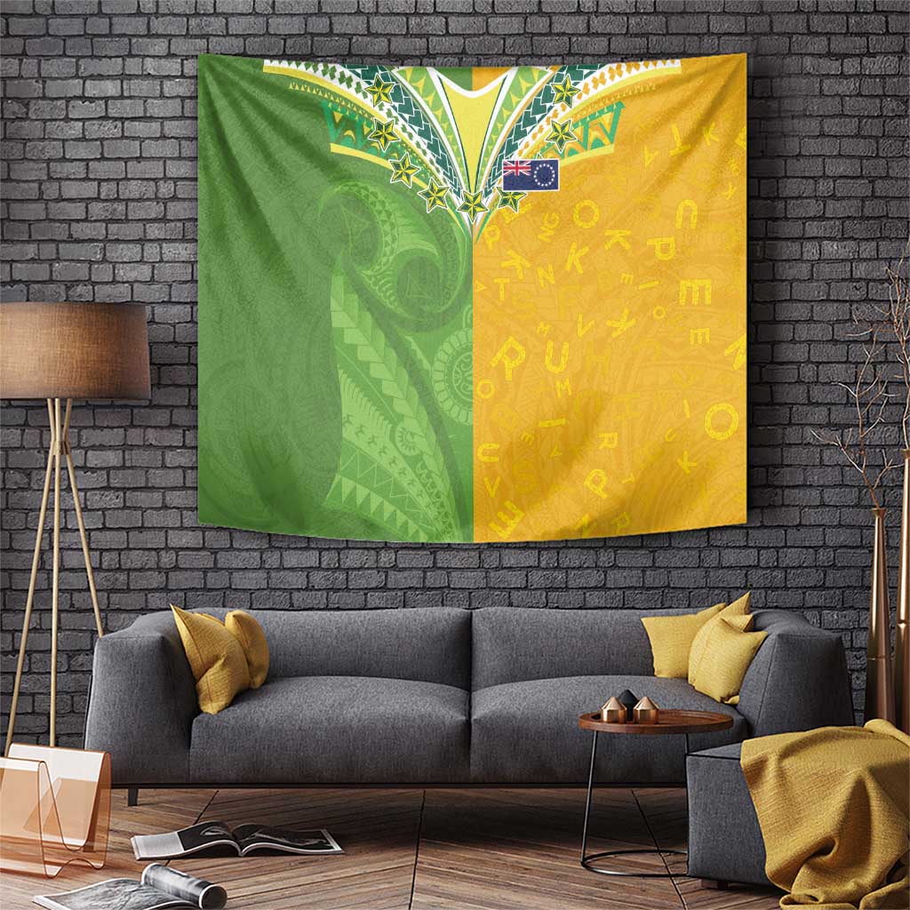Cook Islands Language Week Tapestry Tatau Pattern and Rarotongan Alphabet - Polynesian Pride
