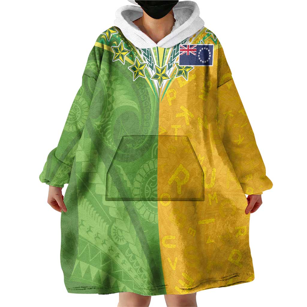 Cook Islands Language Week Wearable Blanket Hoodie Tatau Pattern and Rarotongan Alphabet - Polynesian Pride
