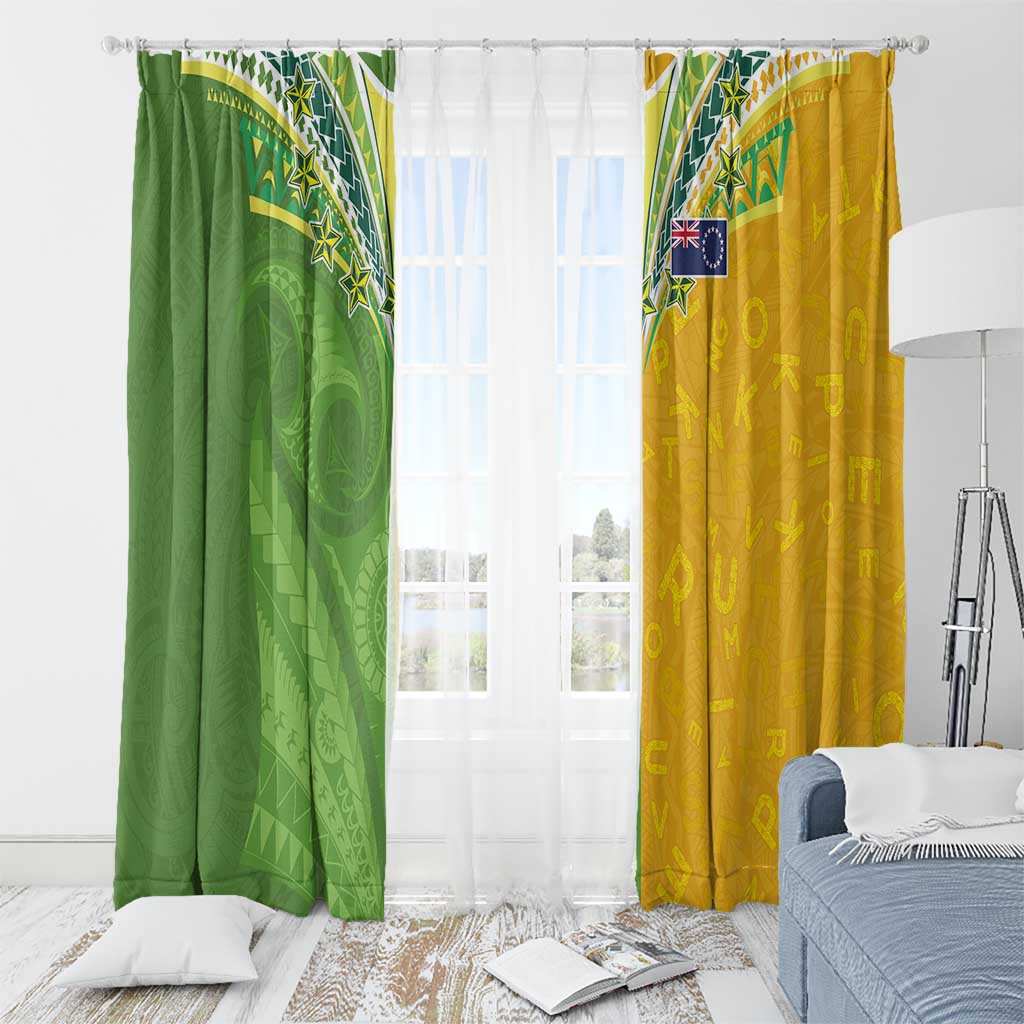 Cook Islands Language Week Window Curtain Tatau Pattern and Rarotongan Alphabet - Polynesian Pride