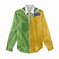 Cook Islands Language Week Women Casual Shirt Tatau Pattern and Rarotongan Alphabet - Polynesian Pride