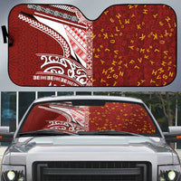 Tonga Language Week Auto Sun Shade Ngatu Pattern and Tongan Alphabet - Polynesian Pride