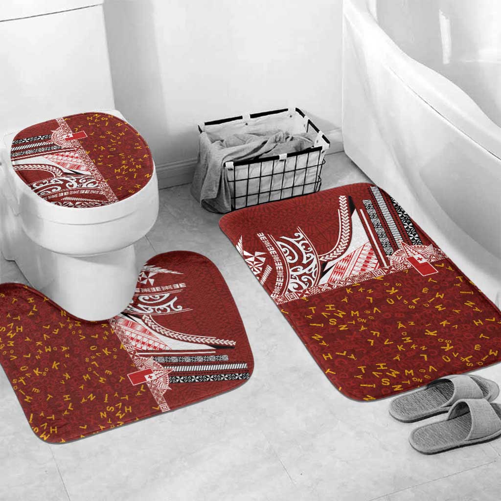 Tonga Language Week Bathroom Set Ngatu Pattern and Tongan Alphabet - Polynesian Pride