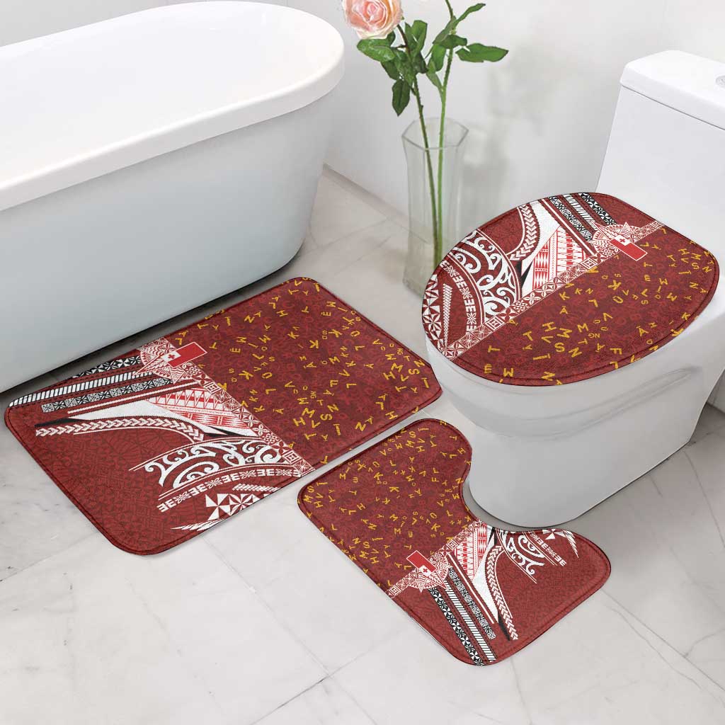 Tonga Language Week Bathroom Set Ngatu Pattern and Tongan Alphabet - Polynesian Pride
