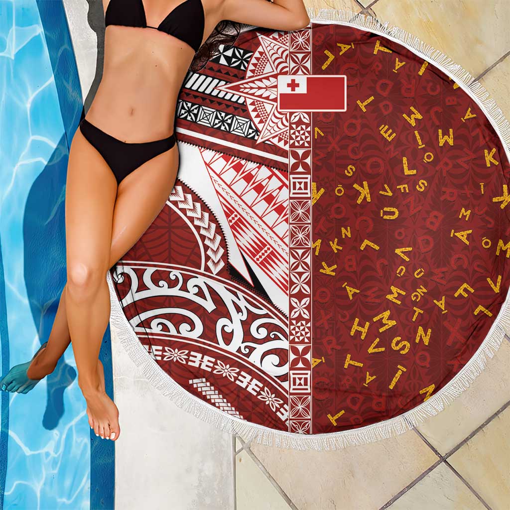Tonga Language Week Beach Blanket Ngatu Pattern and Tongan Alphabet - Polynesian Pride