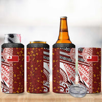 Tonga Language Week 4 in 1 Can Cooler Tumbler Ngatu Pattern and Tongan Alphabet - Polynesian Pride