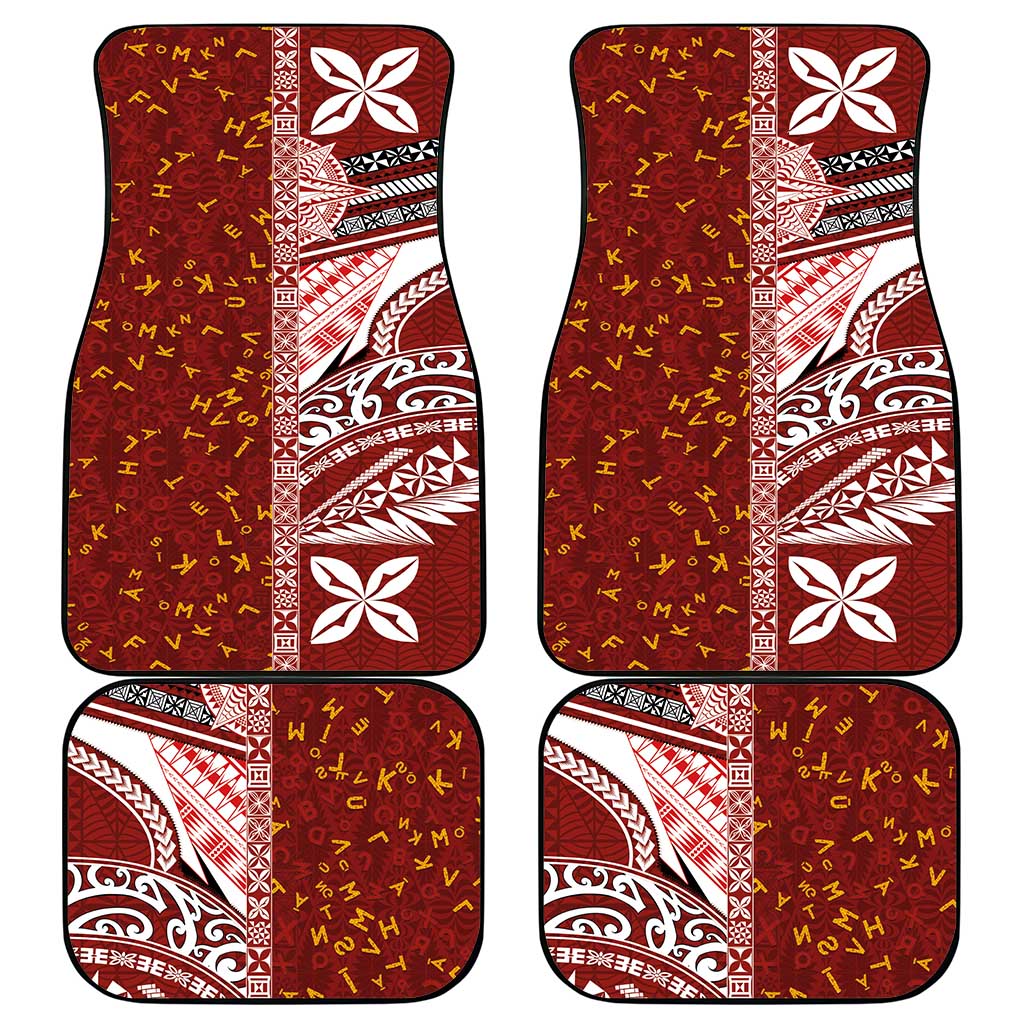 Tonga Language Week Car Mats Ngatu Pattern and Tongan Alphabet - Polynesian Pride