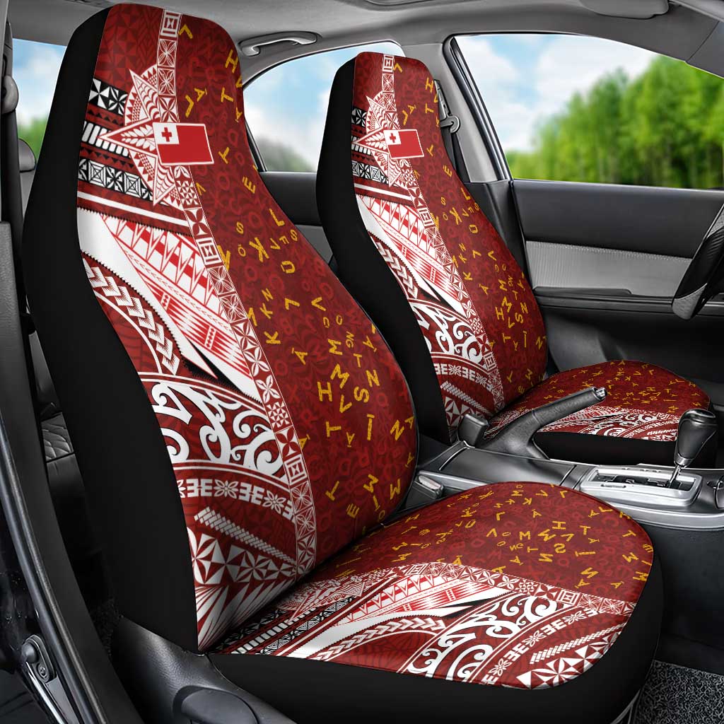 Tonga Language Week Car Seat Cover Ngatu Pattern and Tongan Alphabet - Polynesian Pride