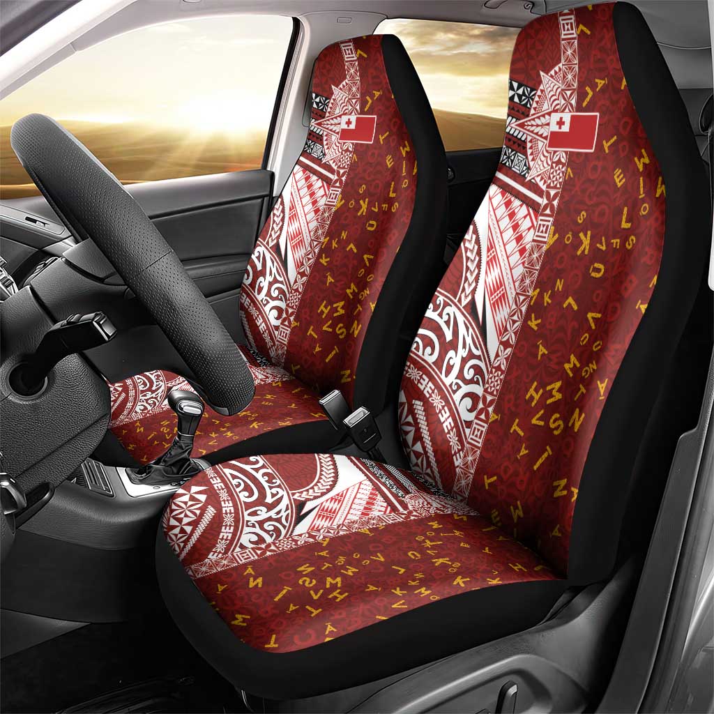Tonga Language Week Car Seat Cover Ngatu Pattern and Tongan Alphabet - Polynesian Pride