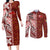 Tonga Language Week Couples Matching Long Sleeve Bodycon Dress and Long Sleeve Button Shirt Ngatu Pattern and Tongan Alphabet - Polynesian Pride