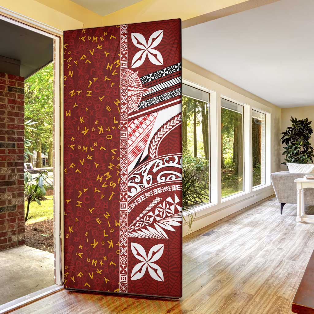Tonga Language Week Door Cover Ngatu Pattern and Tongan Alphabet - Polynesian Pride