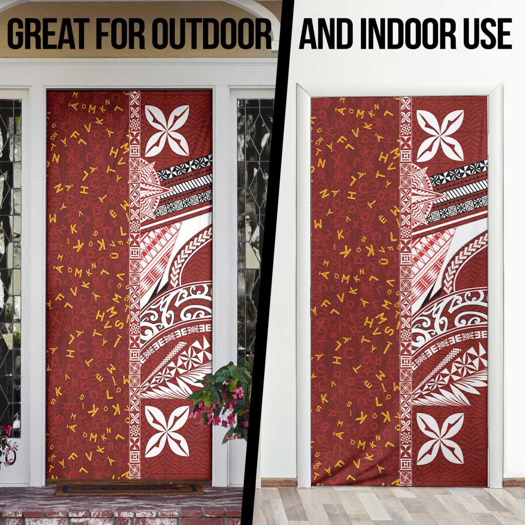 Tonga Language Week Door Cover Ngatu Pattern and Tongan Alphabet - Polynesian Pride