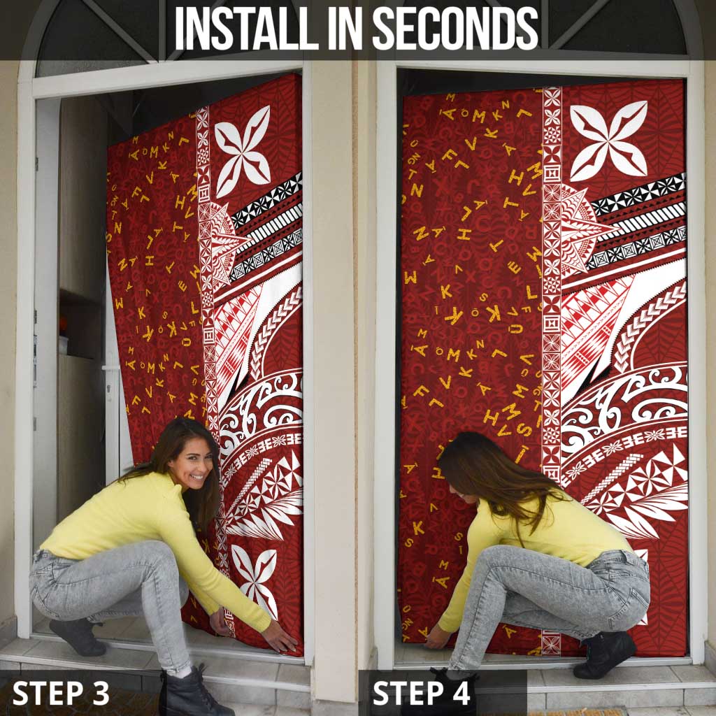 Tonga Language Week Door Cover Ngatu Pattern and Tongan Alphabet - Polynesian Pride