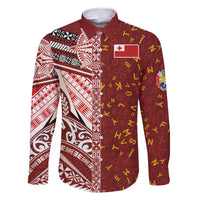 Tonga Language Week Family Matching Long Sleeve Bodycon Dress and Hawaiian Shirt Ngatu Pattern and Tongan Alphabet - Polynesian Pride
