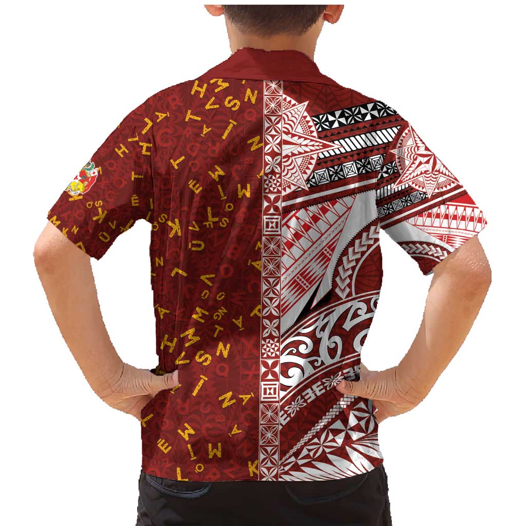 Tonga Language Week Family Matching Mermaid Dress and Hawaiian Shirt Ngatu Pattern and Tongan Alphabet - Polynesian Pride