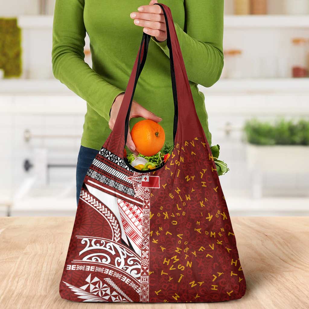 Tonga Language Week Grocery Bag Ngatu Pattern and Tongan Alphabet - Polynesian Pride