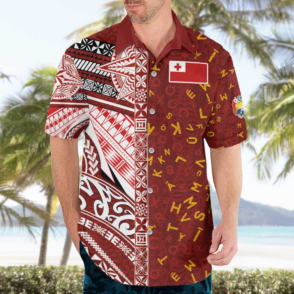 Tonga Language Week Hawaiian Shirt Ngatu Pattern and Tongan Alphabet - Polynesian Pride