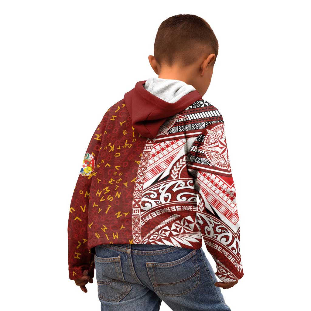 Tonga Language Week Kid Hoodie Ngatu Pattern and Tongan Alphabet - Polynesian Pride