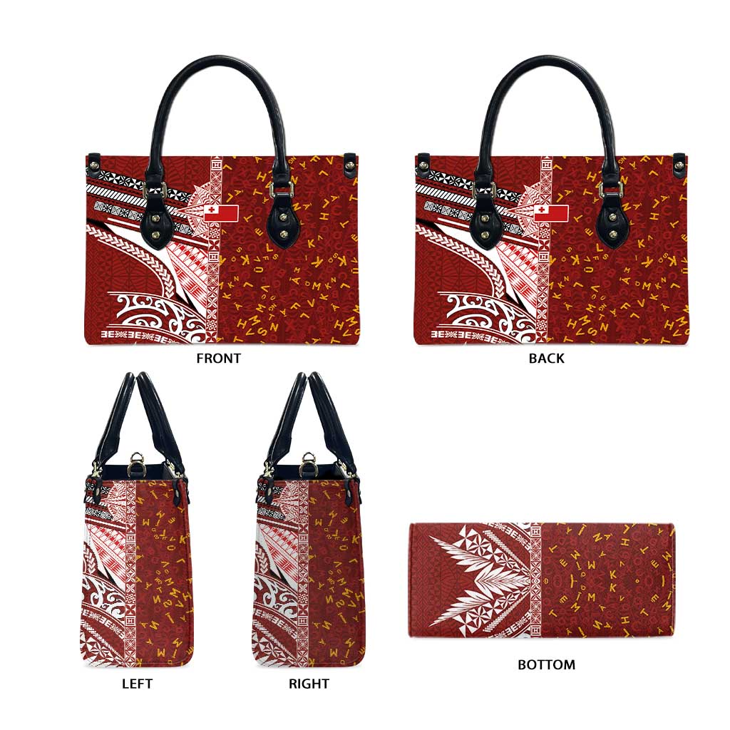 Tonga Language Week Leather Bag Ngatu Pattern and Tongan Alphabet - Polynesian Pride