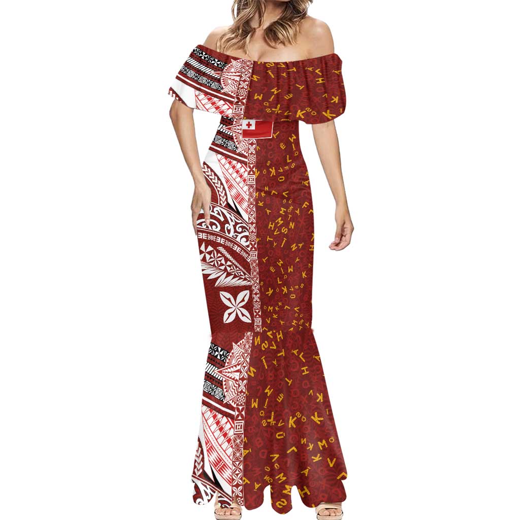 Tonga Language Week Mermaid Dress Ngatu Pattern and Tongan Alphabet - Polynesian Pride