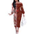 Tonga Language Week Off The Shoulder Long Sleeve Dress Ngatu Pattern and Tongan Alphabet - Polynesian Pride